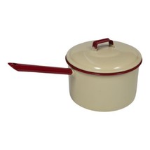 Vtg Enamelware Large Saucepan Pot W/ Lid Retro Rustic Country Chic Kitchenware - £14.43 GBP