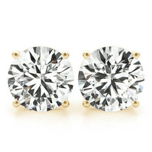 1.00 Ct Round Cut Diamond Women&#39;s Stud Earrings 14k Yellow Gold Finish 925 - £75.91 GBP