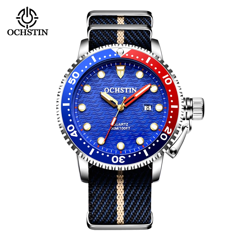 OCHSTIN Quartz Men Watch Analog Chronograph Swatch Auto Date Military Business S