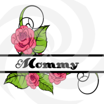 Flower Split Monogram Mommy 202smp-Digital Clipart-Art Clip-Gift Cards-PNG-Banne - $1.75