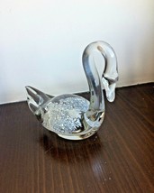 Swan Vintage Clear Glass Figurine, Vintage hand blown glass Swan  70s - £20.10 GBP