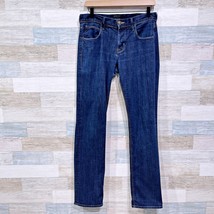 Hudson Straight Leg Button Fly Jeans Dark Wash Mid Rise Stretch Denim Wo... - £27.68 GBP