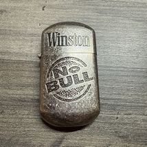 Vintage WINSTON "NO BULL" Refillable Lighter Antiqued Metal - $18.81