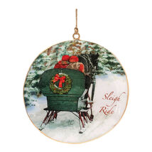 Metal Couple Sleigh Ride Disc Ornament (Set of 6) - $1,244.26 MXN