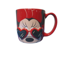 Minnie Mouse XOXO Heart Glasses 3D Red Mug Disney Coffee Tea Cocoa 10 Oz - £9.28 GBP