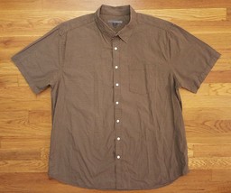 Old Navy Dark Brown Striped Short Sleeve Button Up Down Shirt XXL 2XL 2x - £27.52 GBP