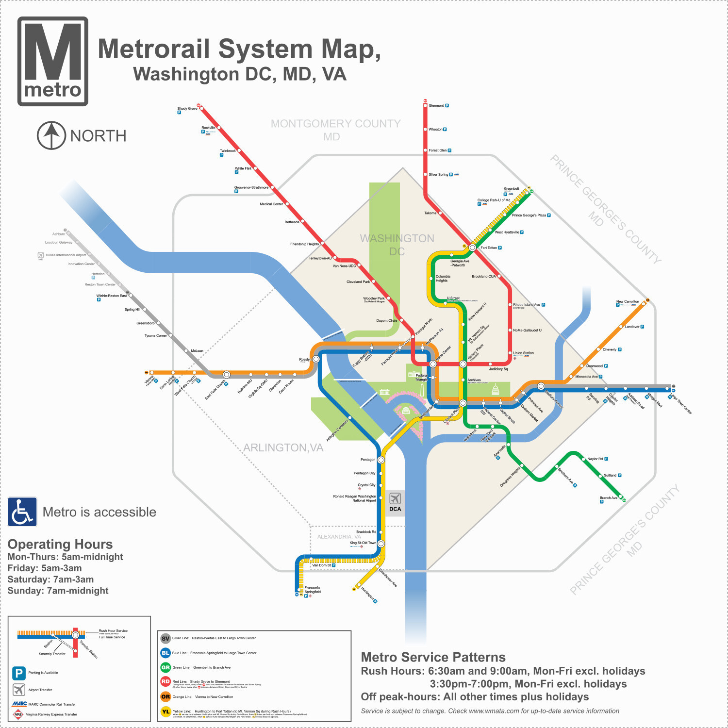 Washington D.C. DC Metro System Subway Diagram Transit Map Train Rail - $29.99+