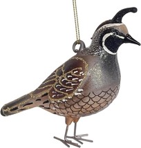 California Quail Blown Glass Handcrafted Bird Christmas Ornament NIB Cobane - $22.76