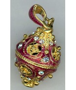 Russian Faux Pendant Reddish b/g w/golden circle designs, band and crystals - $45.75 CAD