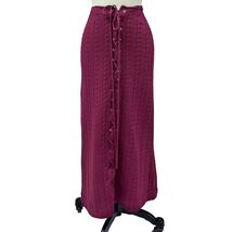 VTG 1970s Cable Knit Sweater Skirt Lace Up Front Wool Plum Maxi Sz S M - $94.00