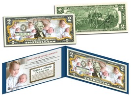 Prince George &amp; Princess Charlotte Of Cambridge Colorized U.S. $2 Bill Official - £11.17 GBP