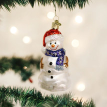 Old World Christmas Happy Snowman Glass Christmas Ornament 24053 - £13.19 GBP