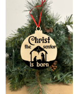Christ the Savior Born Engraved Wooden Christmas ornament Snowball Holid... - $9.49