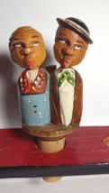 Kissers ANRI Bottle Stopper Wood Carved Animated Vintage Italy Man &amp; Women Kiss - £27.53 GBP