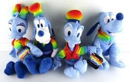 WDW Disney Rainbow Pride Plush Set of 4 NWT Pluto Goofy Donald Daisy - £10.88 GBP