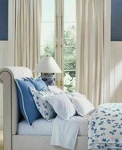 RALPH LAUREN GEORGICA  PRESCOTT 4pc QUEEN SHEET SET SUMMER BLUE-WHITE ST... - $247.03