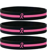 Pink Ribbon Wristbands with The Thin PINK Line - Wholesale Lot of Bracel... - £3.86 GBP+