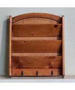 Farmhouse Wood Mail Rack Wall Organizer w/ Hooks 14x13x3 Inch - €28,24 EUR