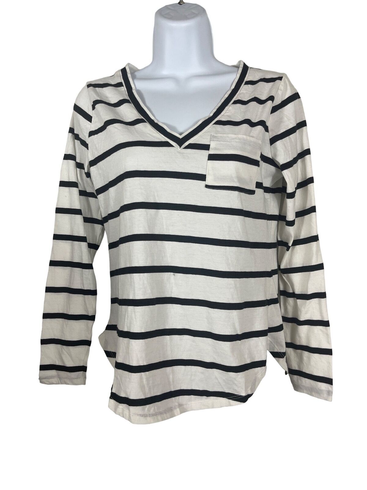 Primary image for Chaser Womens Long Sleeve VNeck Pocket T Shirt Juniors Small Striped Tee FLAW