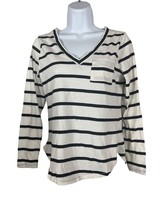 Chaser Womens Long Sleeve VNeck Pocket T Shirt Juniors Small Striped Tee FLAW - £7.06 GBP