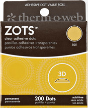 Thermoweb Zots Clear Adhesive Dots 3D 1/2&quot;X1/8&quot; Thick 200/Pkg - £12.76 GBP