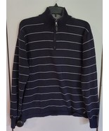 Mens M Nautica Navy Blue/Gray Stripes 1/2 Zip 100% Cotton Pullover Knit ... - $25.75 CAD