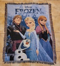 Disney Frozen Woven Tapestry Throw Blanket wall hanging Anna Elsa Olaf K... - £17.48 GBP