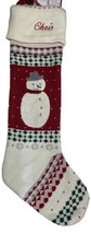 Pottery Barn Kids Heirloom Knit Snowman Christmas Stocking Monogrammed CHRIS - £19.90 GBP