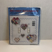 Patchwork Hearts Double Switchplate Cover Cross Stitch Kit MCG Textiles - £10.27 GBP