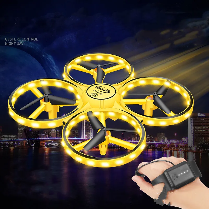 Play 2022 New RC Mini Quadcopter Sensing Drone Smart Watch Remote Sensing Gestur - £58.28 GBP