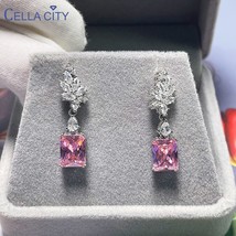 Cellacity silver drop earrings for women 2021 with pink topaz gemstones wedding  - £17.17 GBP