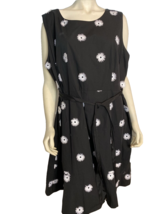 Talbots Woman Petite Black W Wh Floral Print Sleeveless Lined Fit &amp; Flare 22Wp - £37.96 GBP