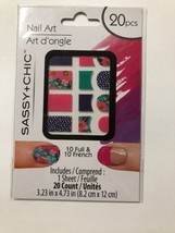 Sassy + Chic Nail Art 10 French &amp;10 Full Purple Pink Green Spring!!  New - $12.00