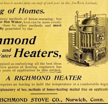 Richmond Steam Hot Water Heaters 1894 Advertisement Victorian Heating AD... - $17.50