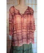 MUDD Peasant Baby Doll Hippie Shirt Top~L XL~Marroon Blouse~Tribal~Semi-... - £6.54 GBP