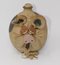 Unsigned Studio Art Pottery 6 in Silly Brown Pig Jug Figure - $49.49