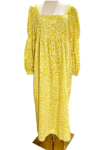 Who What Wear Maxi Dress Size Large Yellow Citrus White Long Sleeve Peasant BOHO - £16.61 GBP