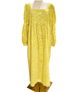 Who What Wear Maxi Dress Size Large Yellow Citrus White Long Sleeve Peas... - £16.55 GBP