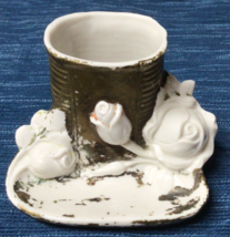 Painted Ceramic Sculpted 3D Roses Vase Holder Antique Gormany Lithuania 293A - £26.47 GBP