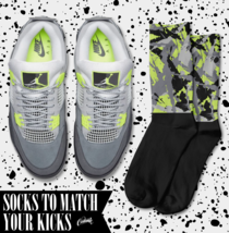 SPLATTER Socks for J1 4 Neon Green Volt Air Max 95 Air Zoom Electric T S... - £16.17 GBP