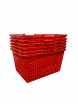 Shopping Basket (Set of 6) Durable Red Plastic with Easy Grip Plastic Handles - £34.36 GBP