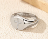 Classic 925 Sterling Silver Moissanite Personality Cross Signet Ring (Si... - $67.49