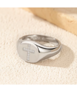 Classic 925 Sterling Silver Moissanite Personality Cross Signet Ring (Si... - $71.99