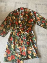 Michelle Louise Tropical Print Robe Red orange Hibiscus Womens Medium Be... - $37.18