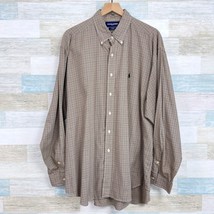 Ralph Lauren Golf Vintage Tilden Button Down Shirt Brown Plaid Cotton Mens XL - £30.57 GBP