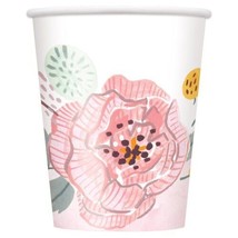 Painted Floral 8 Ct 9 oz Paper Cups Wedding Bridal Shower - $3.26