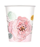 Painted Floral 8 Ct 9 oz Paper Cups Wedding Bridal Shower - £2.59 GBP