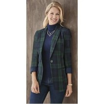 NWT Women Size 12 TALL 12T Chadwick&#39;s Black Watch Plaid Twill Boyfriend ... - $29.39