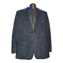 Halston Navy Blue Blazer Vintage Suede Halsuede Men&#39;s Size 42 Sleeves 23&quot;   - £63.09 GBP