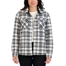 Women&#39;s Long Sleeve Plaid Sherpa Lined Fleece Shirt Jacket with Pockets ... - £39.86 GBP